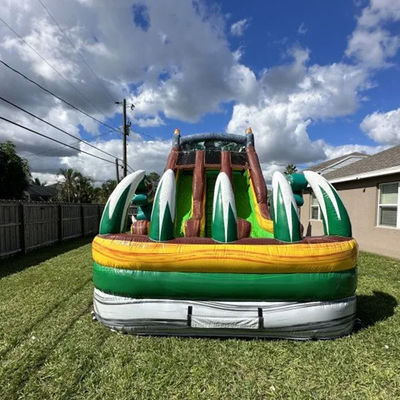 Max Capacity 100-500kg Large Jumping Jungle Dino Water Slide for Commercial Rental