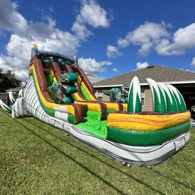 Max Capacity 100-500kg Large Jumping Jungle Dino Water Slide for Commercial Rental