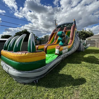 Max Capacity 100-500kg Large Jumping Jungle Dino Water Slide for Commercial Rental
