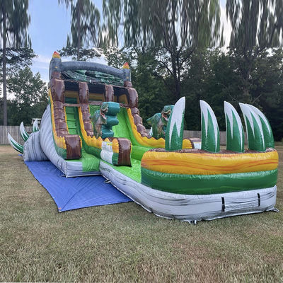 Unleash Your Imagination Tropical Jungle Dino Theme Water Slide with Splash Pool Fun