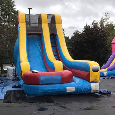 Commercial Occasion Blue and Yellow Jumper Inflatable Water Slide with Splash Pool