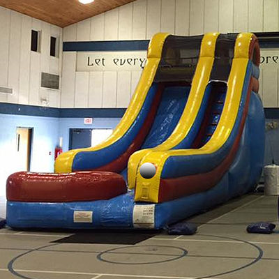 Commercial Occasion Blue and Yellow Jumper Inflatable Water Slide with Splash Pool