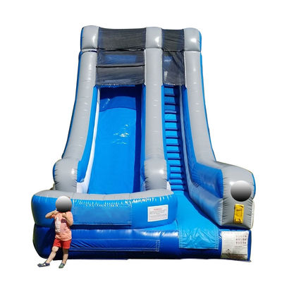 Blue PVC Inflatable Commercial Water Slide with Pool and Exciting Design