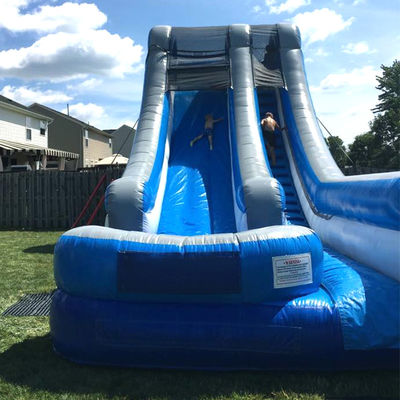 Blue PVC Inflatable Commercial Water Slide with Pool and Exciting Design