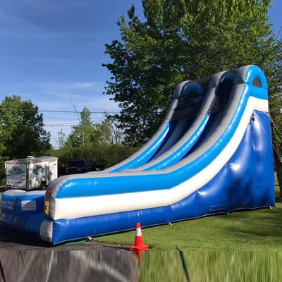 Blue PVC Inflatable Commercial Water Slide with Pool and Exciting Design
