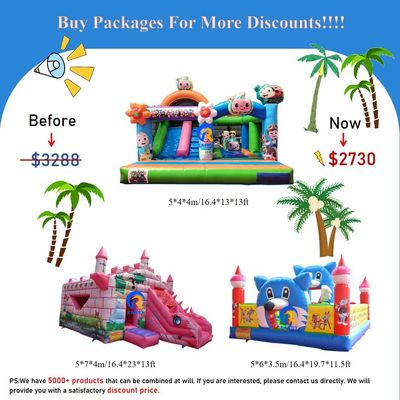 0.55mm PVC Vinyl Tarpaulin Inflatable Combo Castle Slide for Kids at Amusement Park