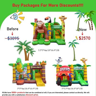 0.55mm PVC Vinyl Tarpaulin Inflatable Combo Castle Slide for Kids at Amusement Park
