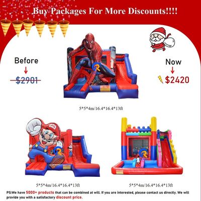 0.55mm PVC Vinyl Tarpaulin Inflatable Combo Castle Slide for Kids at Amusement Park