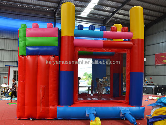 14 Years up Customize Accepted Red Building Block Theme Bouncy Castle with Slide and Big Water Pool Playground PVC