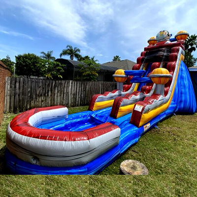 Indoor and Outdoor Entertainment PVC Space Rush Water Slide with Kids Splash Pool Fun