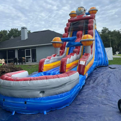 Indoor and Outdoor Entertainment PVC Space Rush Water Slide with Kids Splash Pool Fun