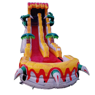 Large Adult Inflatable Slides 36ft Thrilling Jumping Game with Tropical Dinosaur Theme