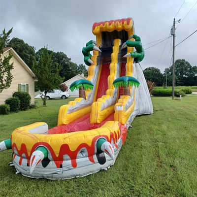Large Adult Inflatable Slides 36ft Thrilling Jumping Game with Tropical Dinosaur Theme