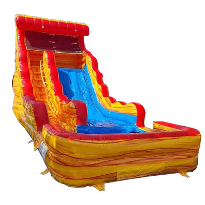 Customized Logo Commercial PVC Water Park Yellow Marble Inflatable Slide with Pool