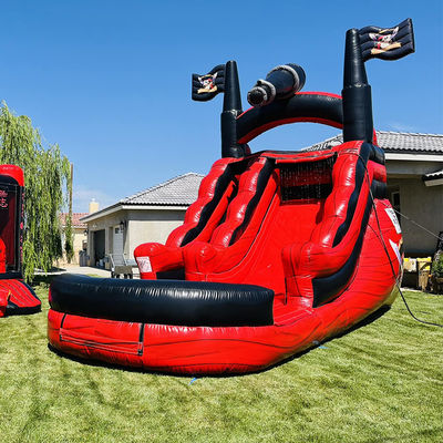 Custom Logo Printed Commercial PVC Pirate Ship Theme Water Slide Inflatable with Pool