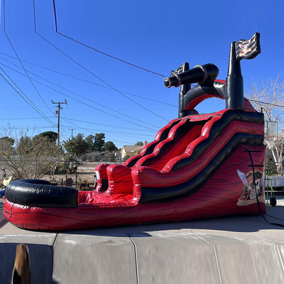 Custom Logo Printed Commercial PVC Pirate Ship Theme Water Slide Inflatable with Pool