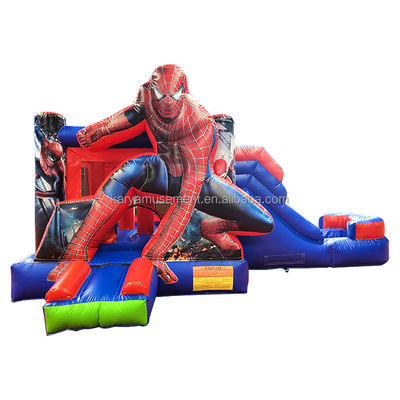 CE/EN71/EN14960 Certified Kids Inflatable Spiderman Castle Bouncy Jumping House with Slide