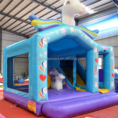 Unisex PVC Exquisite Rainbow Unicorn Inflatable Bouncer Jumping Castle for Playground