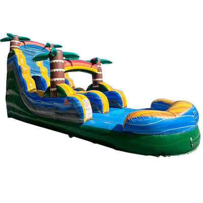 Shipping Made Easy Commercial PVC Tropical Palm Tree Water Slide Inflatable with Pool