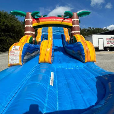 Shipping Made Easy Commercial PVC Tropical Palm Tree Water Slide Inflatable with Pool