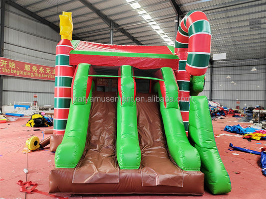 Indoor/Outdoor Commercial Inflatable Christmas Bounce House with Double Slides and Blower