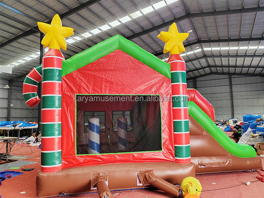 Indoor/Outdoor Commercial Inflatable Christmas Bounce House with Double Slides and Blower