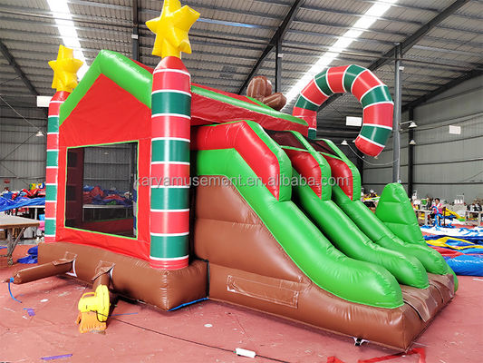 Indoor/Outdoor Commercial Inflatable Christmas Bounce House with Double Slides and Blower