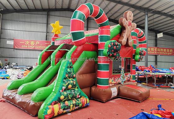 Indoor/Outdoor Commercial Inflatable Christmas Bounce House with Double Slides and Blower