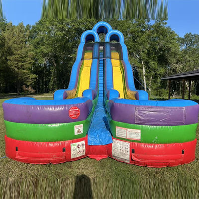 Customizable Double Waterslide Pool with Two Small Pools and Repair Kits Included