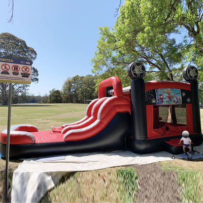 0.55mm PVC Vinyl Tarpaulin Spiderman Inflatable Bounce House Double Lanes Jump Castle