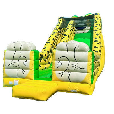 Digital Printing Yellow Leopard Print Inflatable Bounce Water Slide for Kids and Adults