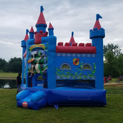 Customize Accepted Brave Knight Blue Bounce House Inflatable Castle for Home Backyard