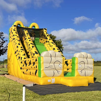 Digital Printing Yellow Leopard Print Inflatable Bounce Water Slide for Kids and Adults