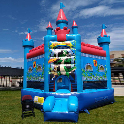 Customize Accepted Brave Knight Blue Bounce House Inflatable Castle for Home Backyard