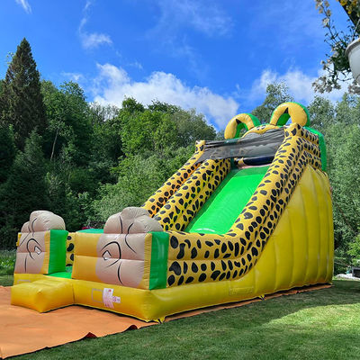 Digital Printing Yellow Leopard Print Inflatable Bounce Water Slide for Kids and Adults