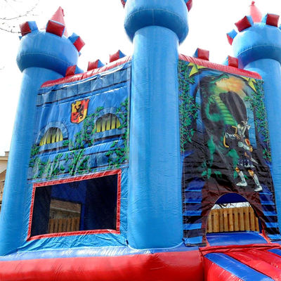 Customize Accepted Brave Knight Blue Bounce House Inflatable Castle for Home Backyard