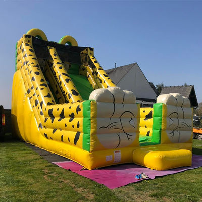 Digital Printing Yellow Leopard Print Inflatable Bounce Water Slide for Kids and Adults