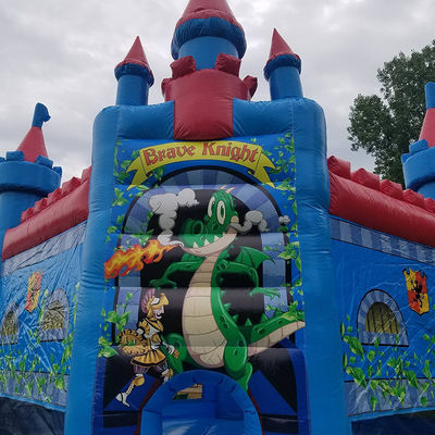 Customize Accepted Brave Knight Blue Bounce House Inflatable Castle for Home Backyard