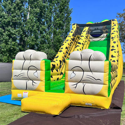 Digital Printing Yellow Leopard Print Inflatable Bounce Water Slide for Kids and Adults