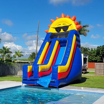 Detachable Pool Attached Party Rentals Commercial PVC Sun Theme Water Slide Inflatable