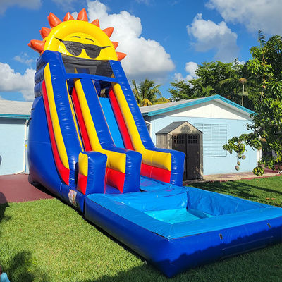 Detachable Pool Attached Party Rentals Commercial PVC Sun Theme Water Slide Inflatable