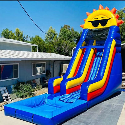 Detachable Pool Attached Party Rentals Commercial PVC Sun Theme Water Slide Inflatable