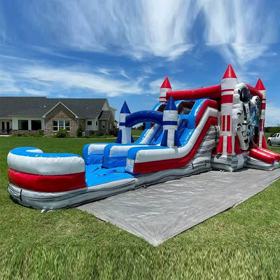 CE/EN71/EN14960 Certified Portable Inflatable Bouncy Castle with Red Rocket Design