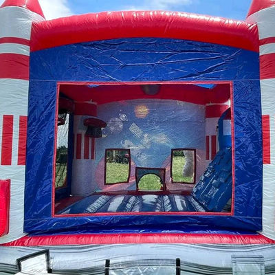 CE/EN71/EN14960 Certified Portable Inflatable Bouncy Castle with Red Rocket Design