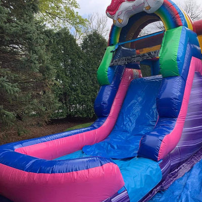 Kids Inflatable Toys Rainbow Unicorn Trampoline Castle Inflatable Bounce House with Slide