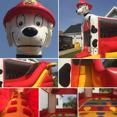 Dalmatian Dog Bounce House Inflatable Castle Bouncer House with Slide and Accessories