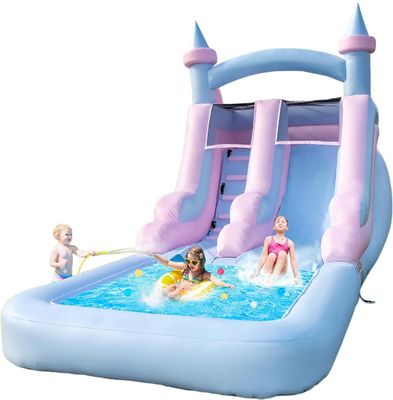 Indoor and Outdoor Entertainment Light Colored Inflatable Water Slide with Pool
