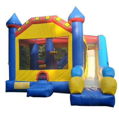 Children's Trampoline Inflatable Bounce House with Slide Obstacle and Splash Pool