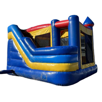 Children's Trampoline Inflatable Bounce House with Slide Obstacle and Splash Pool
