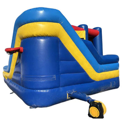 Children's Trampoline Inflatable Bounce House with Slide Obstacle and Splash Pool